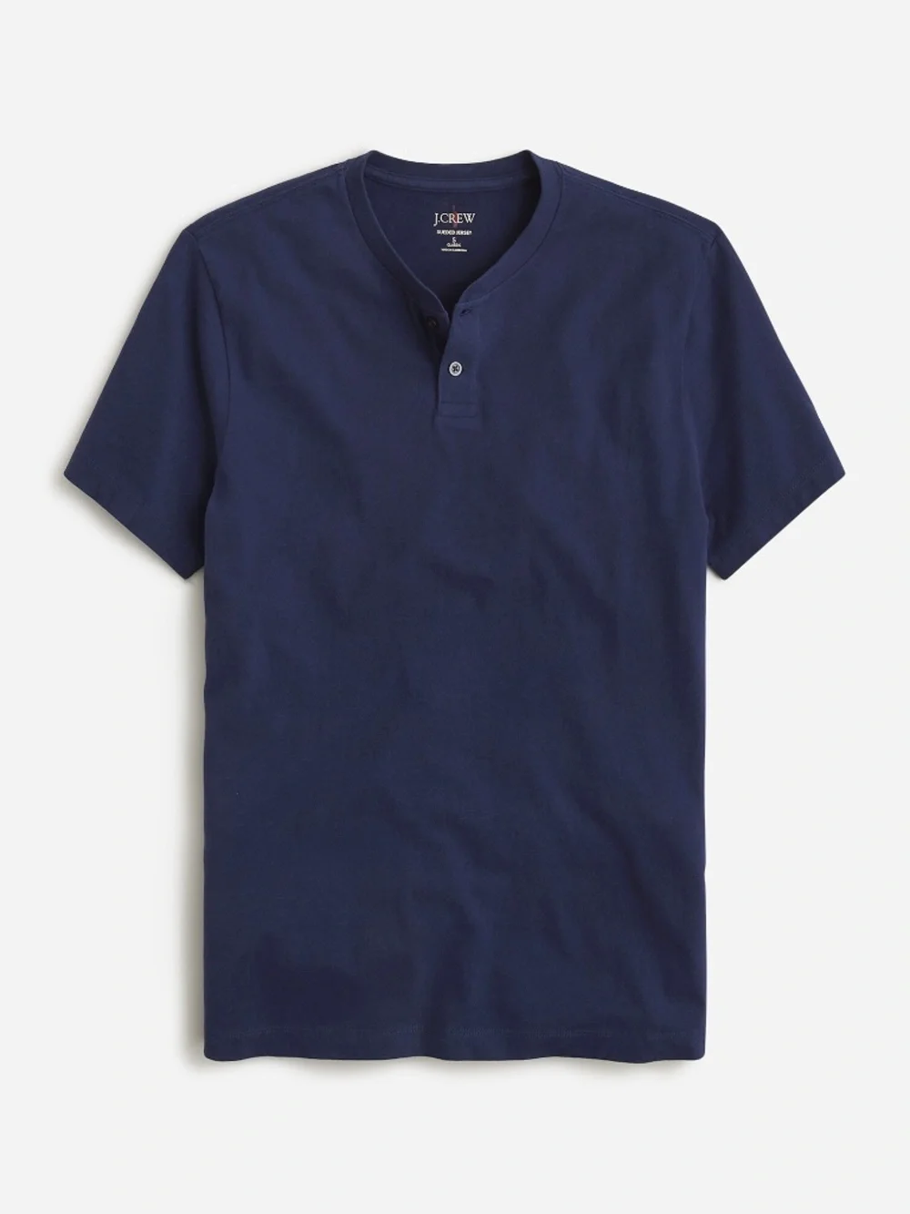 NEW Men's J. CREW Short‎ Sleeve Sueded Cotton Henley Top Navy Blue  SZ L TALL